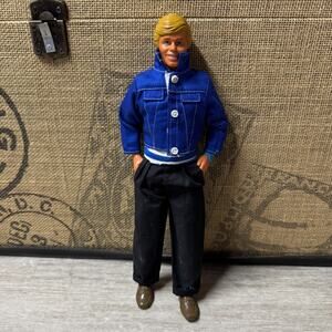 Mattel Barbie Ken Doll 1983 Head 1968 Body Blonde 80s Hipster Jean Jacket Pants